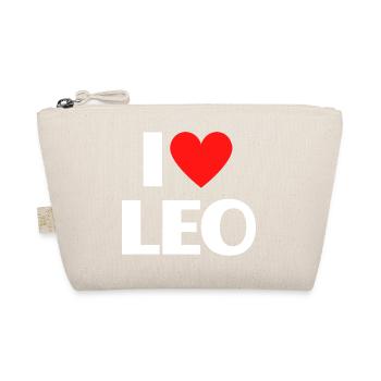 I love Leo Red Heart Romantic Name Fan - Organic Pouch - nature - Front