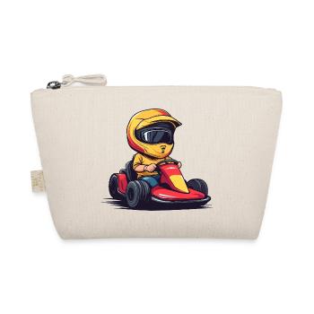 Little racing driver with helmet and go-kart - Organic Pouch - nature - Front