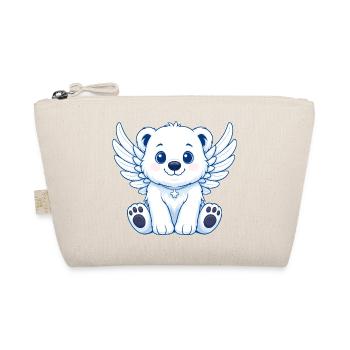 Cute Polar Bear Angel Cartoon with Wings Joy - Organic Pouch - nature - Front