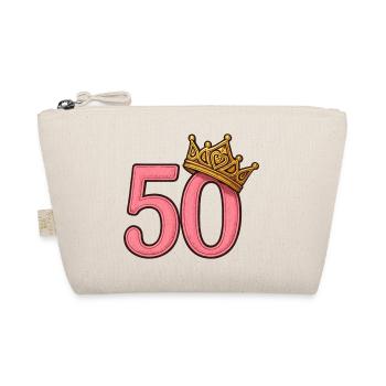 50th Birthday Woman Gold Crown Gift Idea - Organic Pouch - nature - Front