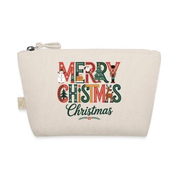 Merry Christmas Festive Christmas Design with Santa - Organic Pouch - nature - Front