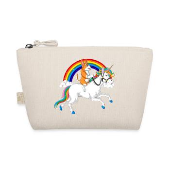 Corgi Riding Unicorn - Organic Pouch - nature - Front