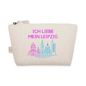 Ich liebe mein Leipzig Neon Skyline - Bio-Täschchen - Natur - Vorne