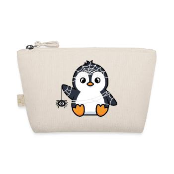 Funny Halloween Penguin with Spider Web Costume - Organic Pouch - nature - Front