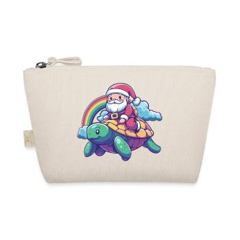 Turtle Santa Claus Christmas - Organic Pouch - nature - Front