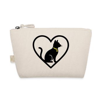 Cat Heart Silhouette Cute Pet Lover - Organic Pouch - nature - Front