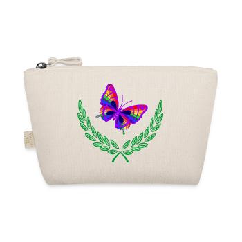 Butterfly in Green Laurel Wreath - Organic Pouch - nature - Front