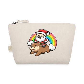 Beaver Santa Claus Christmas - Organic Pouch - nature - Front
