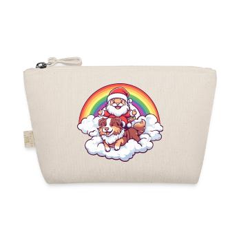 Border Collie Dog Santa Claus Christmas - Organic Pouch - nature - Front