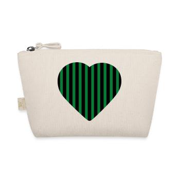 Striped Green Heart Against Black Green-Black - Organic Pouch - nature - Front