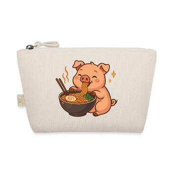 Pig with noodles ramen kawaii pig - Organic Pouch - nature - Front