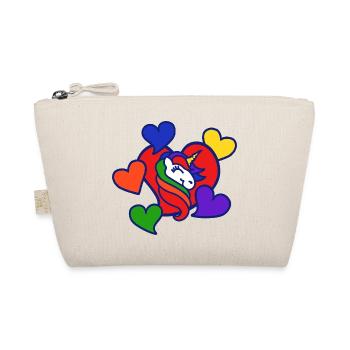 Rainbow Heart Unicorn - Organic Pouch - nature - Front