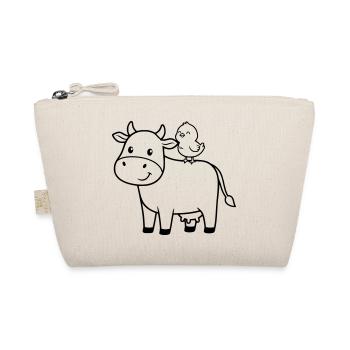 Cute Cow with Bird Friendship - Organic Pouch - nature - Front