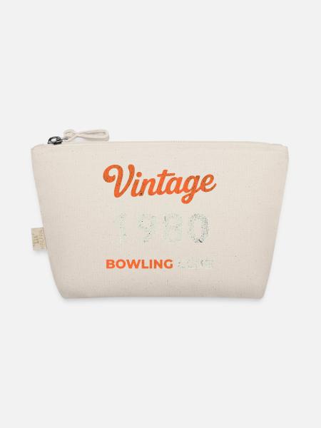 Vintage 1980 – Bowling Club Retro Geburtsjahr - Bio-Täschchen - Natur - Vorne