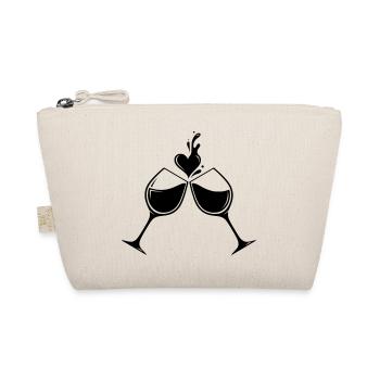 Wine Glasses Heart – Love & Enjoyment Design - Organic Pouch - nature - Front