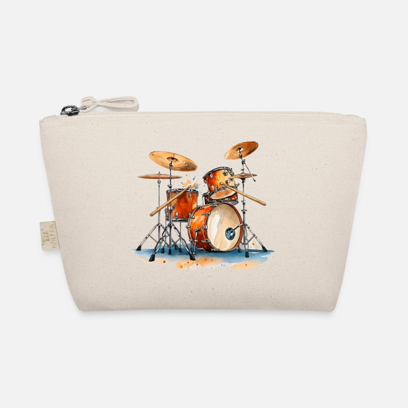 Drum Set in Watercolors Music Instruments Organic Pouch