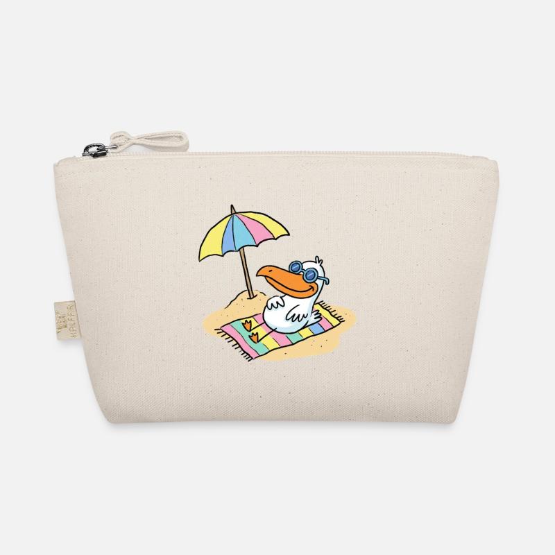 Sun bird on the beach with umbrella Organic Pouch