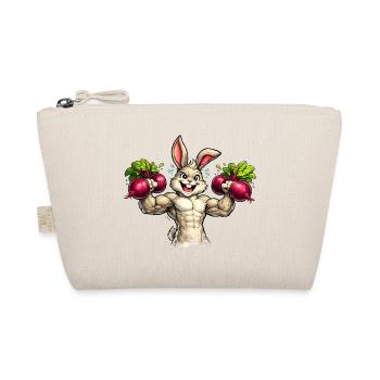 Bunny in the gym with beetroot dumbbells - Organic Pouch - nature - Front