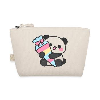 1. Klasse Panda Einschulung Geschenk 2026 - Bio-Täschchen - Natur - Vorne