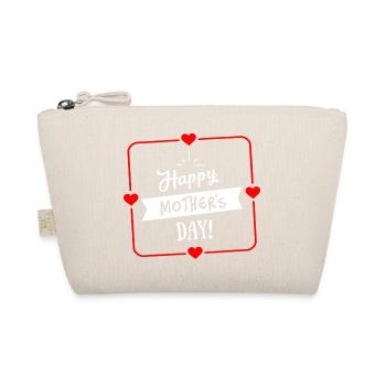 Happy Mothers Day Heart Border - White Red - Organic Pouch - nature - Front
