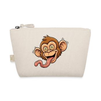 Playful Monkey Caricature with Tongue - Organic Pouch - nature - Front