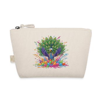 Peacock with Paint Slingshot Panorama - Organic Pouch - nature - Front