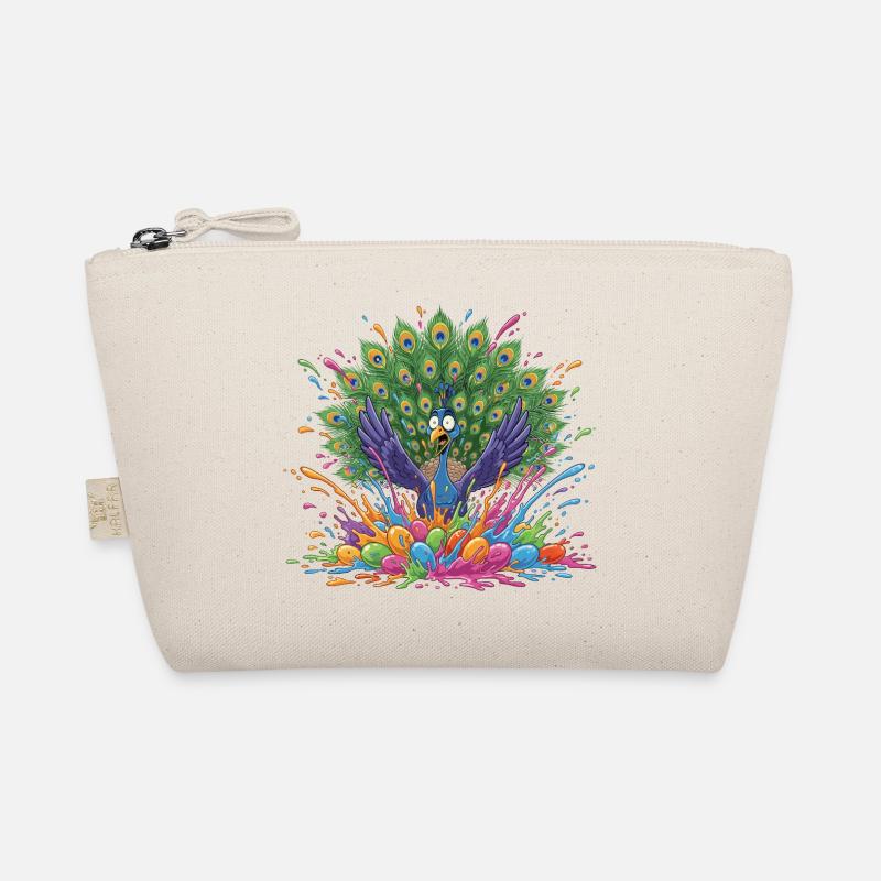 Peacock with Paint Slingshot Panorama - Organic Pouch - nature