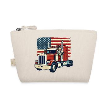 Trucker US Semi Truck Driver Raccoon - Organic Pouch - nature - Front