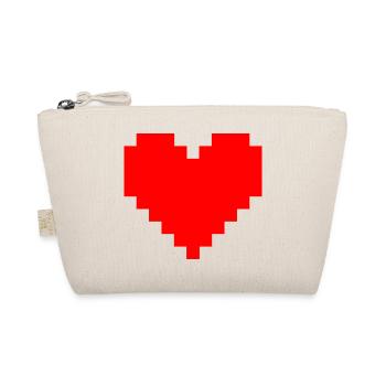 Pixel Red Heart Pixel Art - Organic Pouch - nature - Front