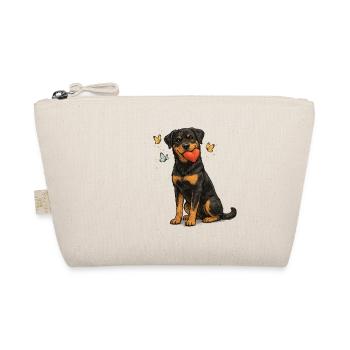 Rottweiler Hund mit Herz und Schmetterlingen - Bio-Täschchen - Natur - Vorne