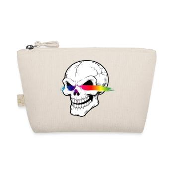 Skull Neon Rainbow Laser Eyes Design - Organic Pouch - nature - Front