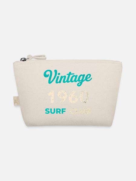 Vintage 1960's Surf Club Retro Birth Year Gift - Organic Pouch - nature - Front