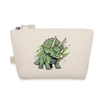 Green Triceratops Doodle - Organic Pouch - nature - Front
