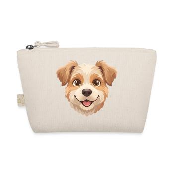Cute Happy Cartoon Dog Face Illustration - Organic Pouch - nature - Front