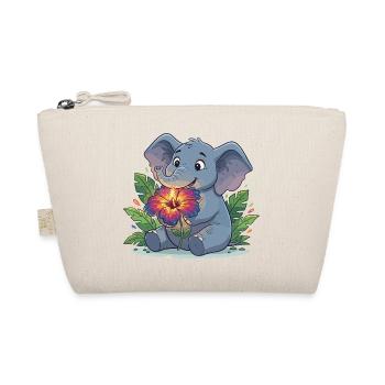 Elefant mit Hibiskusblüte - Bio-Täschchen - Natur - Vorne