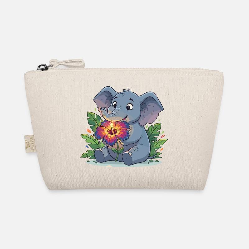 Elefant mit Hibiskusblüte Bio-Täschchen