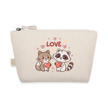 Cat and Raccoon Duo Lovers Kawaii - Organic Pouch - nature - Front
