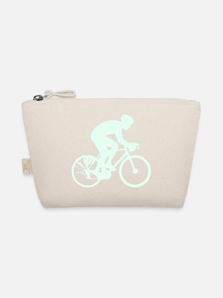 Radfahrer Silhouette Mint - Bio-Täschchen - Natur - Vorne