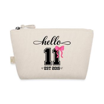Hello 11 Est 2015 Coquette Bow Girl Birth - Organic Pouch - nature - Front