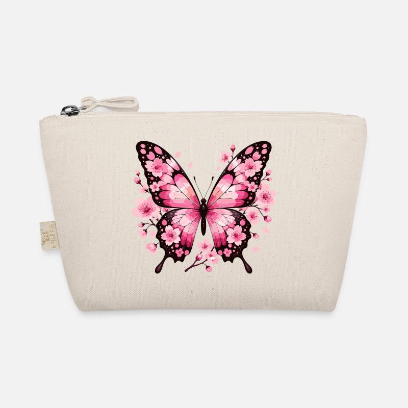 Pink Flower Wings Butterfly Organic Pouch