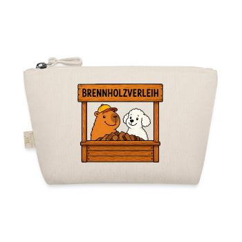 Brennholz Stand mit Hund und Capybara - Bio-Täschchen - Natur - Vorne