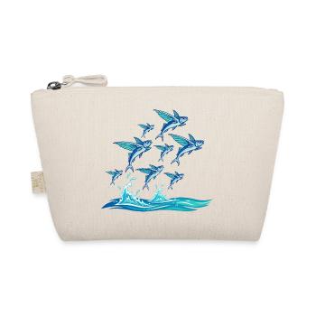 fliegende Fische springend Wellen Maritim Motiv - Bio-Täschchen - Natur - Vorne