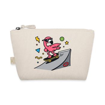 Flamingo Skater auf Rampenboard - Bio-Täschchen - Natur - Vorne