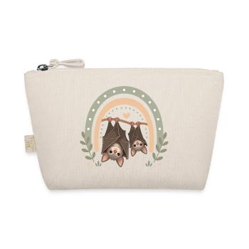 Bat Mom & Baby – Cute Boho Bat - Organic Pouch - nature - Front