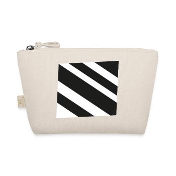 Diagonal Black White Stripe Pattern - Organic Pouch - nature - Front