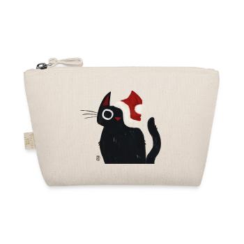 Black Cat with Santa Hat - Organic Pouch - nature - Front