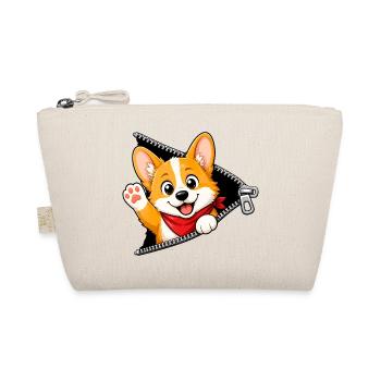 Corgi Hund Reißverschluss - Bio-Täschchen - Natur - Vorne
