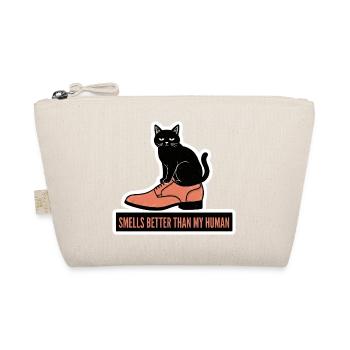 Lustige schwarze Katze im Schuh riecht besserer Humor - Bio-Täschchen - Natur - Vorne