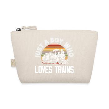 Only A Boy Who Loves Trains Retro Vintage - Organic Pouch - nature - Front