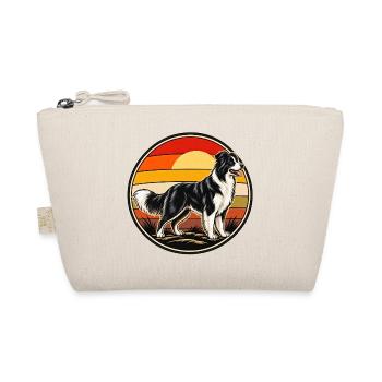 Border Collie Retro Vintage Hunde Design - Bio-Täschchen - Natur - Vorne